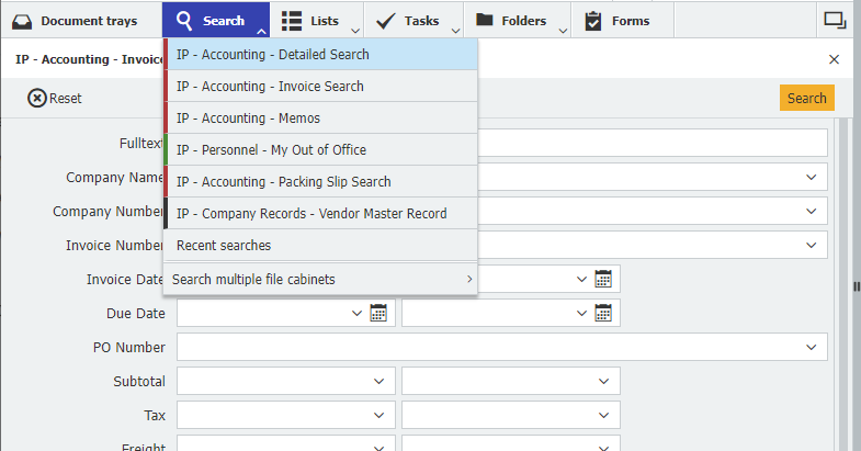Invoice search