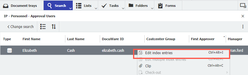 Edit index entries user